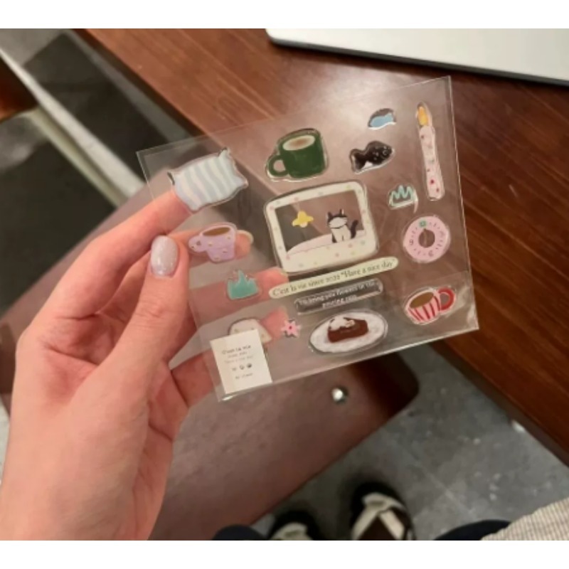 Cute Black Cat Clock Sticker S - Diy Electronics のレビューと価格
