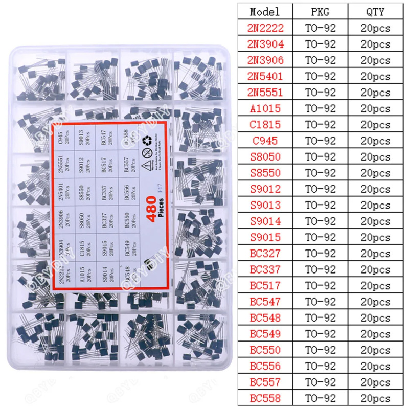 480Pcs 24Types NPN PNP Transis - Mosfet Transistor Set のレビューと価格
