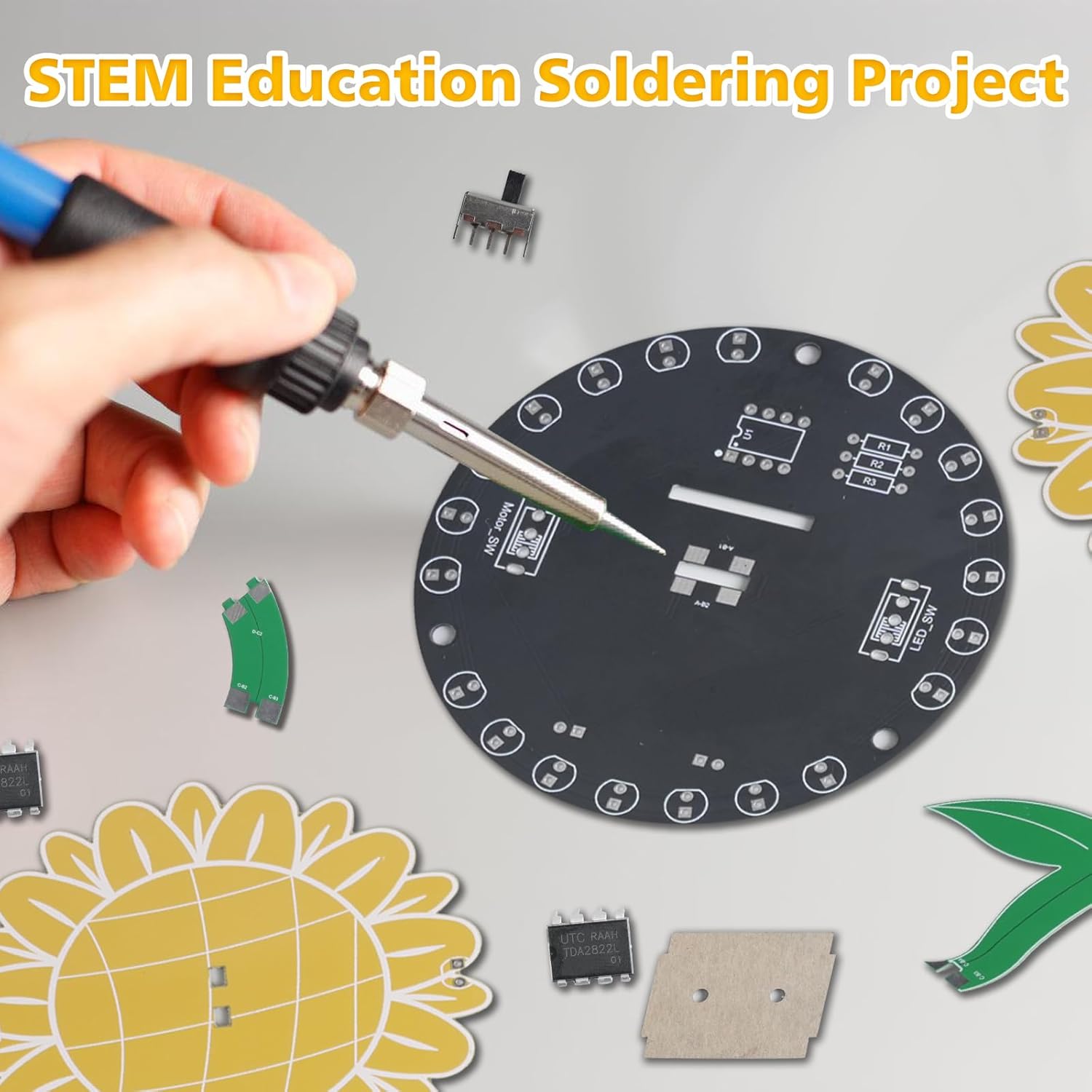 Light Chasing Sunflower Solder - Diy Electronics Kits For Adults のレビューと価格