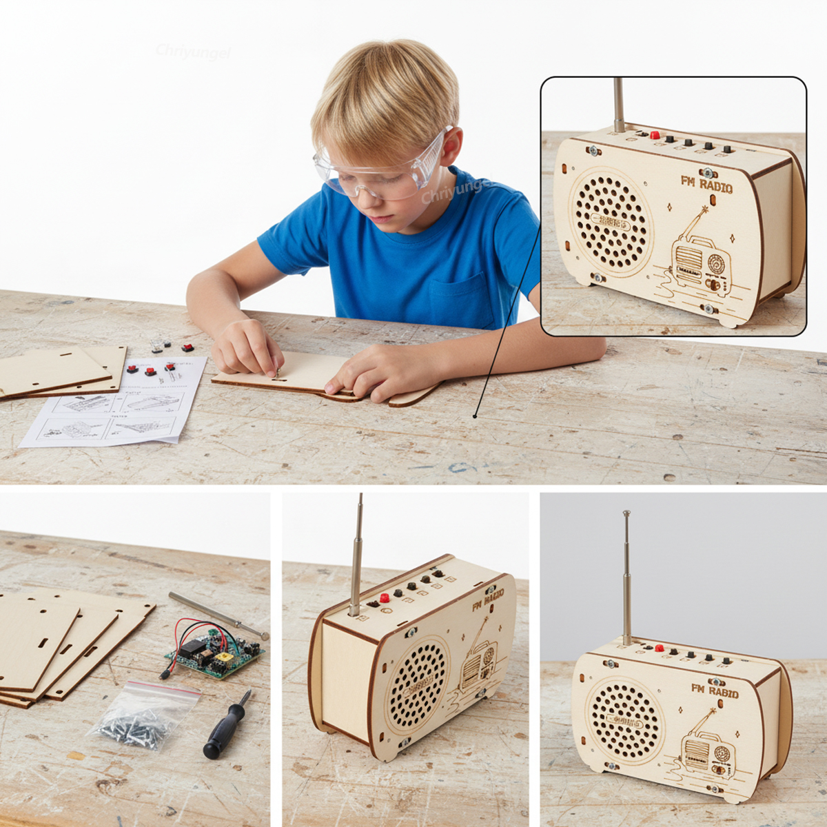 DIY Wooden Radio Kit Retro FM  - Diy Electronics Kids のレビューと価格