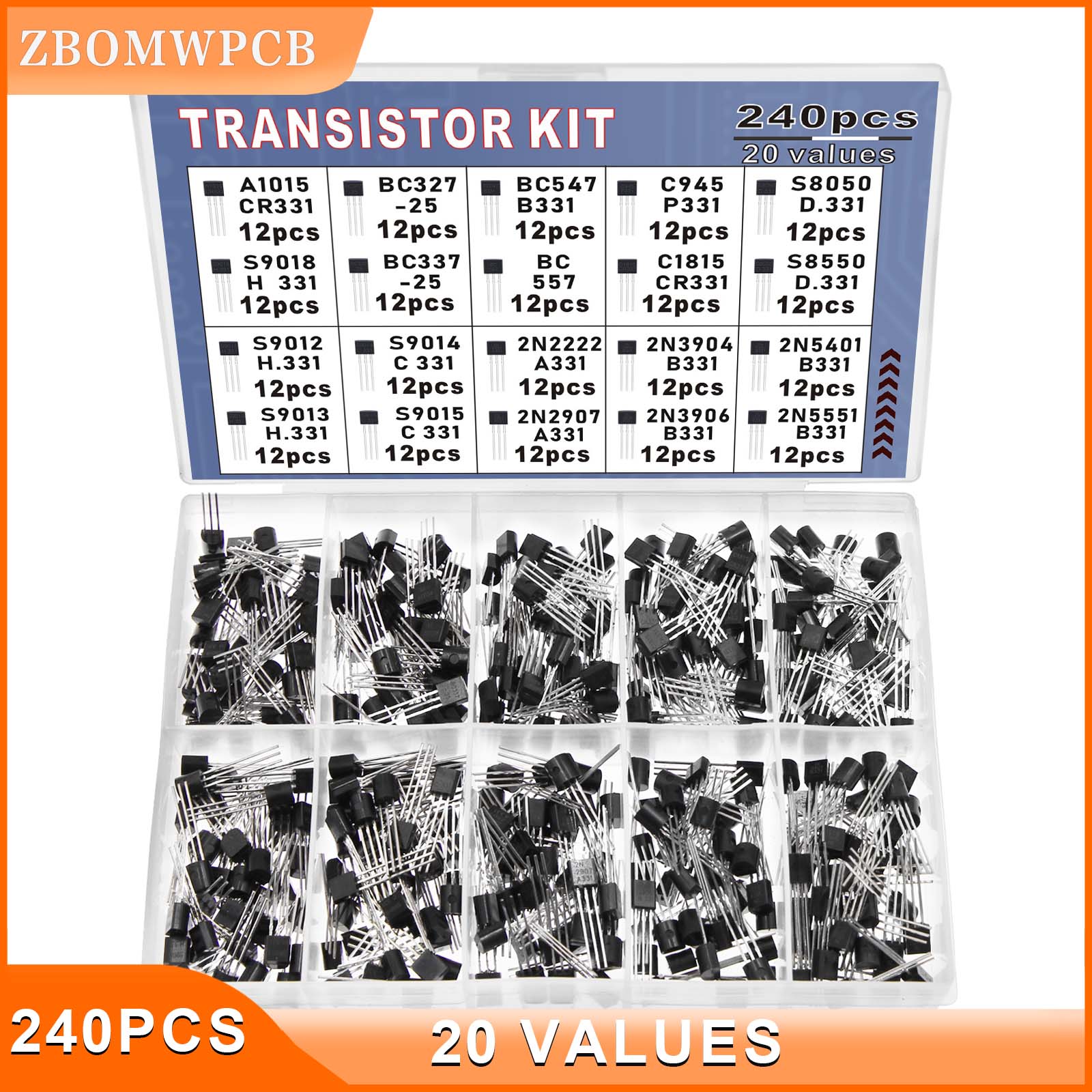 240pcs 24 Values BJT Transisto - Mosfet Transistor Set のレビューと価格